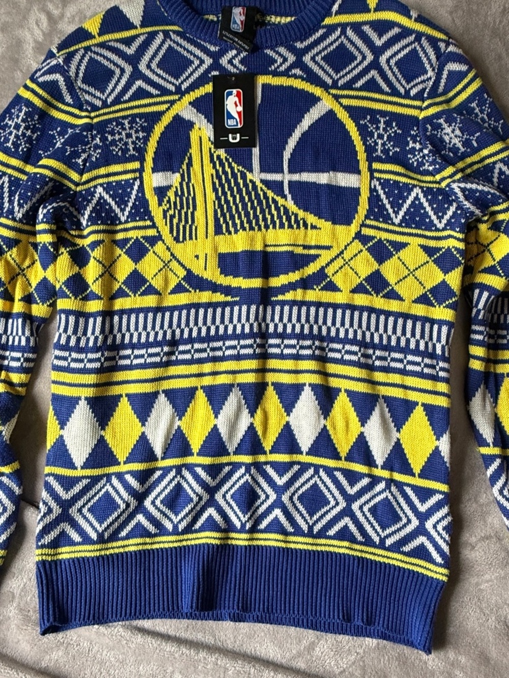Golden State Warriors Mens Ugly Christmas Sweater Sz L Xmas Crewneck